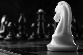 white-knight-on-chessboard